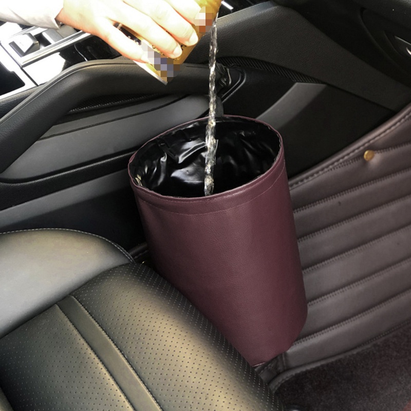Thùng Rác Mini Bằng Da Đa Năng Có Thể Gấp Gọn Tiện Dụng Cho Xe Hơi