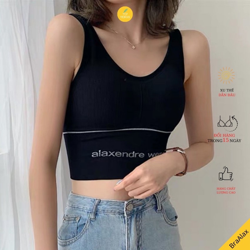 Áo Bra Gym Yoga Bra Thể Thao Dáng Croptop Khoét Hở Lưng Cotton Tăm Tep-BraAlax