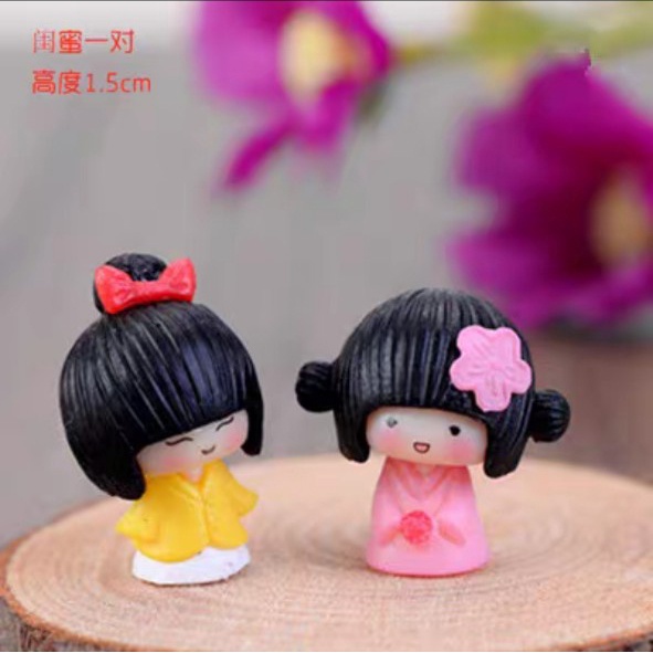 Phụ kiện Cô Gái Kimono- Phụ kiện trang trí cây xanh để bàn làm việc, mô hình trang trí cho bể cá, tiểu cảnh