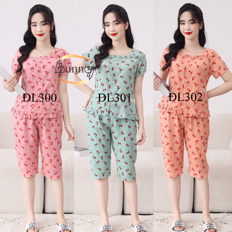 [Bunny] ĐỒ BỘ MẶC NHÀ CỔ VUÔNG KHUY CÀI ĐIỆU ĐÀ THOẢI MÁI