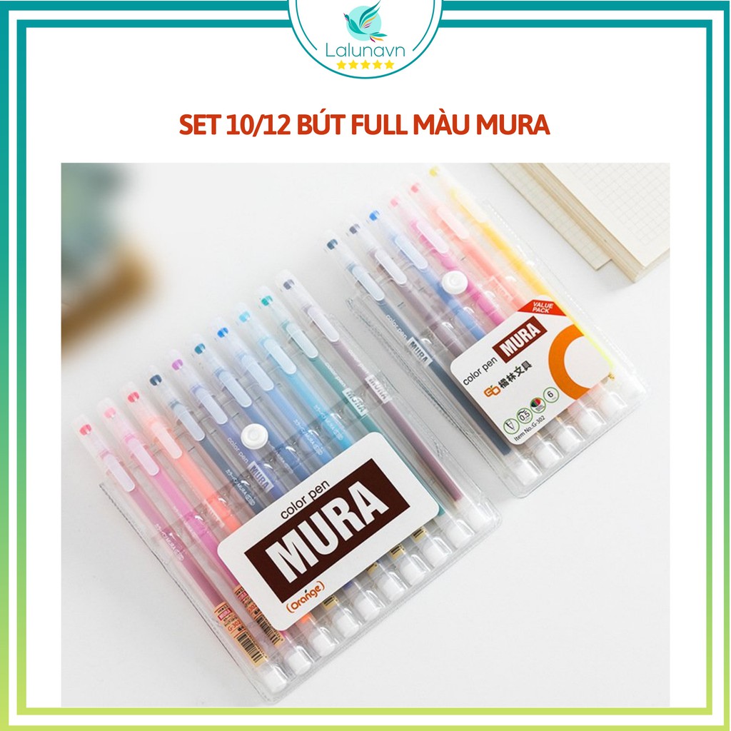 Set 12 Bút gel MURA ngòi 0.5mm nhiều màu tùy chọn cho học sinh sinh viên Lalunavn -A43