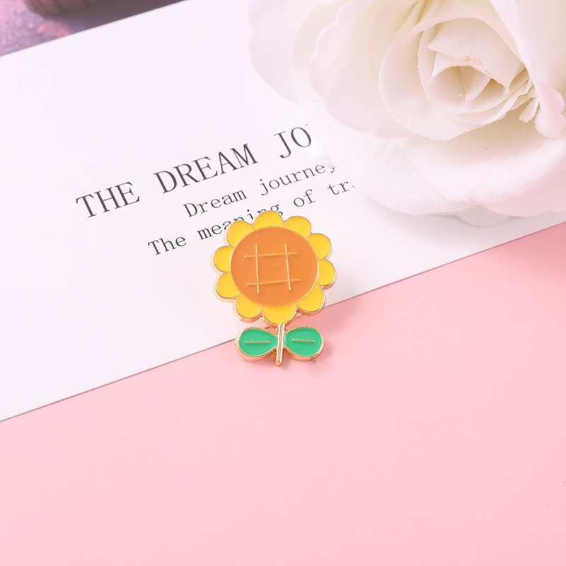 Ghim cài áo tráng men kiểu dáng hình hoa hướng dương thời trang