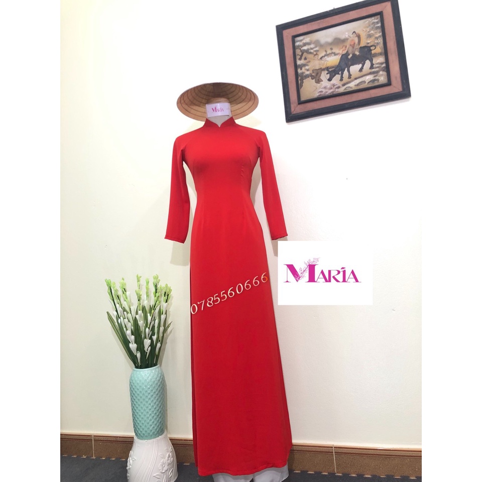 🎀🎀 𝙏𝙃ƯƠ𝙉𝙂 𝙃𝙄Ệ𝙐  Aó Dài 𝐦à𝐮 ĐỎ chất liệu LỤA MĨ CAO CẤP- 2 Tà  chuẩn FORM