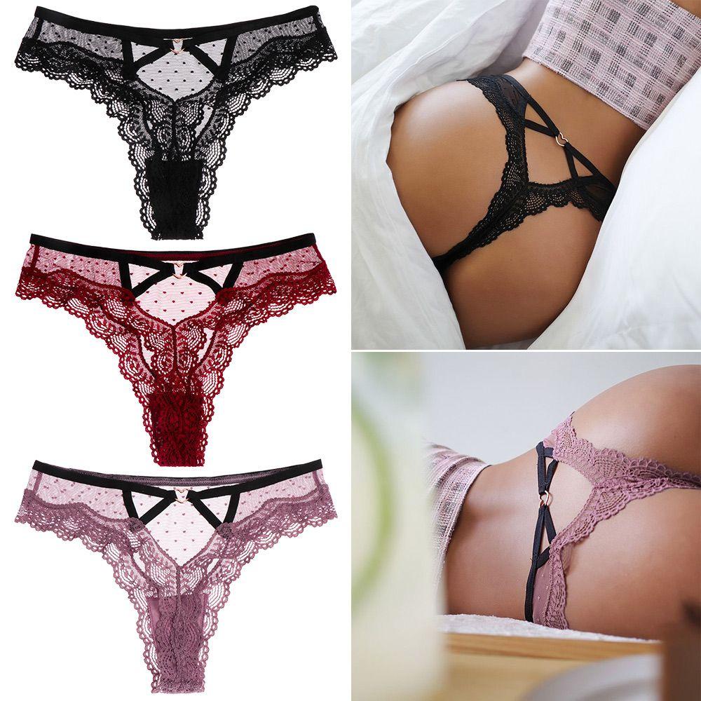 Quần Lót Lọt Khe Ren Hoa Trong Suốt Lưng Thấp Thời Trang
