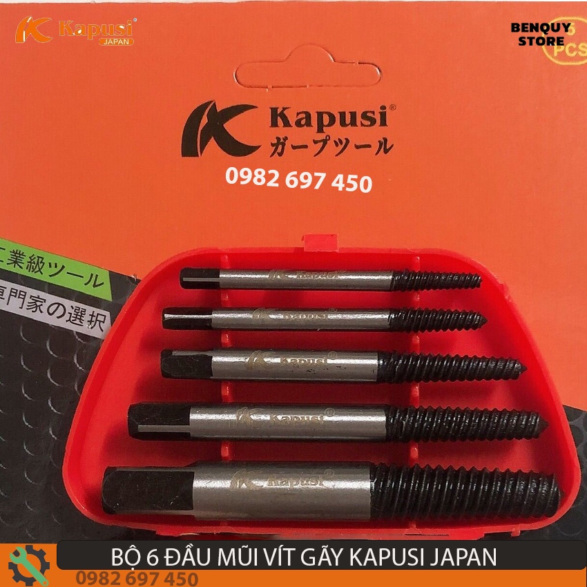 BỘ MŨI REN LẤY BU LÔNG ỐC VÍT GÃY 5 CHI TIẾT KAPUSI - VẶN ỐC VÍT HỎNG, THÁO VÍT GÃY CHUYÊN NGHIỆP. CÔNG NGHỆ NHẬT