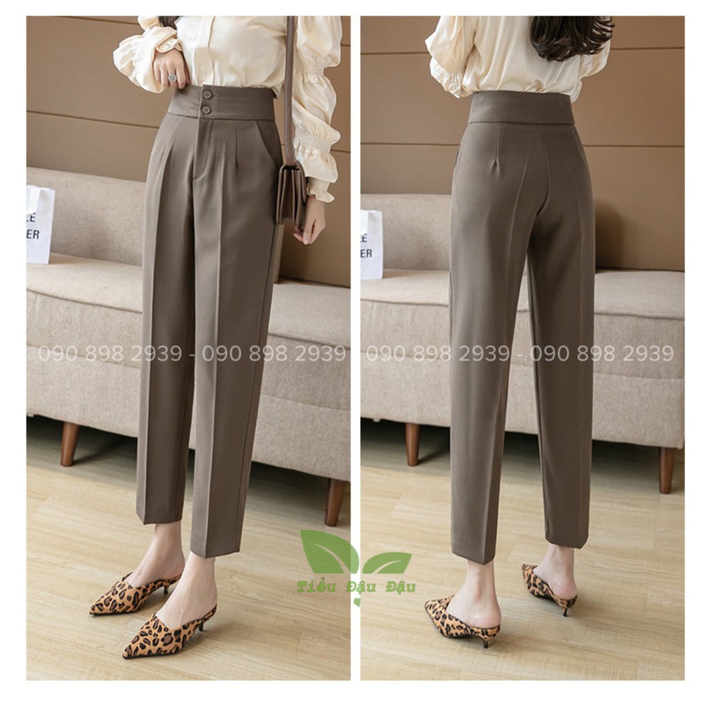 Quần baggy nữ hai khuy lưng cao cực đẹp