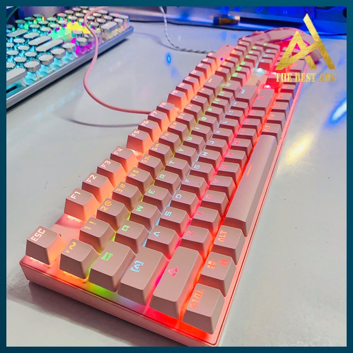 Combo 2 Sản Phẩm Bàn Phím Máy Tính Và Chuột Gaming Có Dây Bosston EK9350 Màu Hồng Dễ Thương