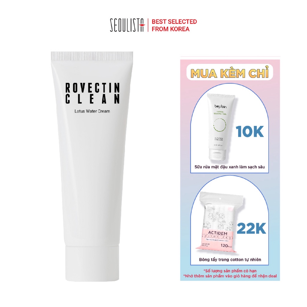 Kem dưỡng hoa sen trẻ hóa da ROVECTIN Clean Lotus Water Cream