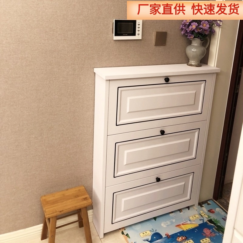 ❀⋮ Tủ Giày Kiểu Xô Lật Siêu Mỏng Đơn Giản Hiện Đại Tủ Giày Cửa Ra Vào Công Suất Lớn Màu Trắng Tủ Cửa Ra Vào Gia Dụng17cm