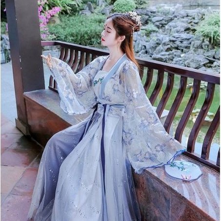 Hán phục thắt eo Hoa Thần Phú 3m cổ trang Trung Hoa full set 3 món