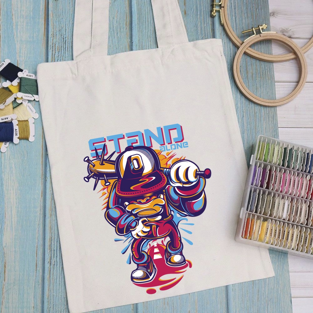 Túi vải túi Tote ART WORK - Mẫu 17 vải canvas dày đẹp cho nữ có khóa miệng đi học đi chơi. In hình theo yêu cầu
