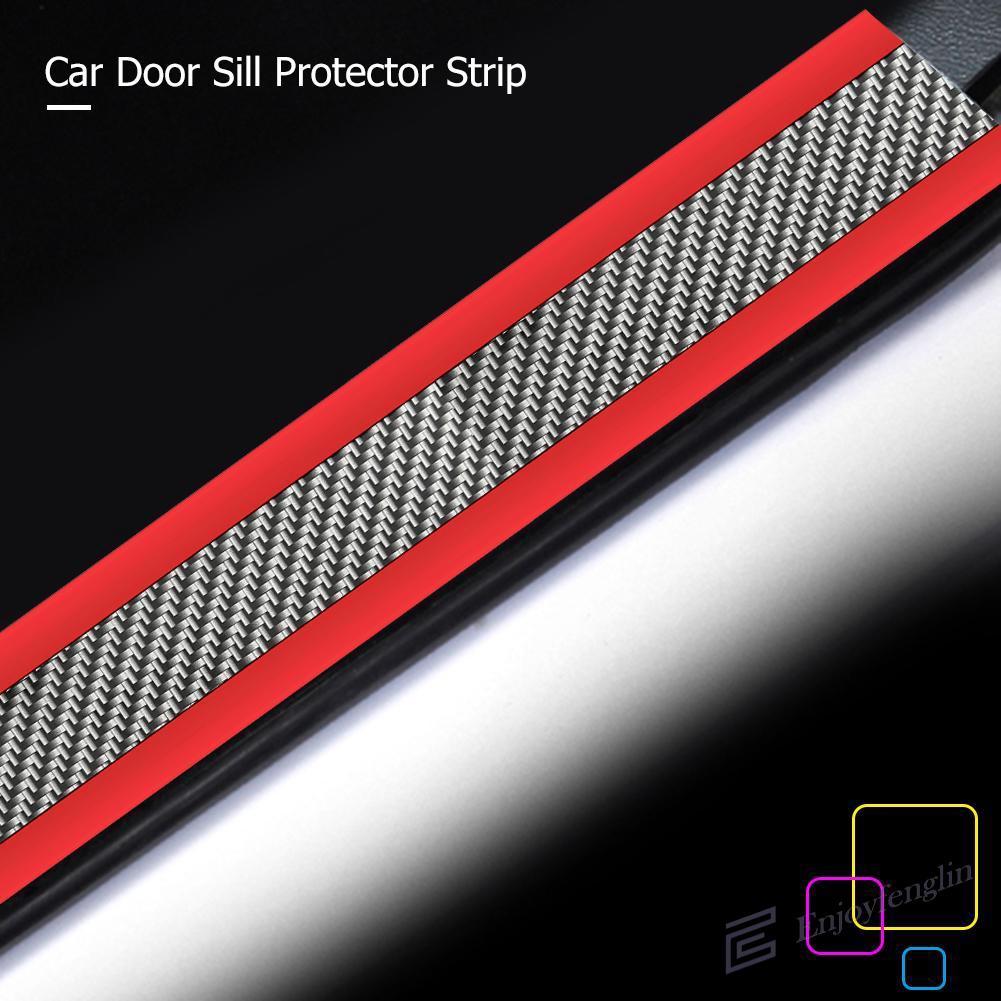 EN 3.3ft Carbon Fiber Look Car Door Sill Scuff Plate Pedal Protector Strip