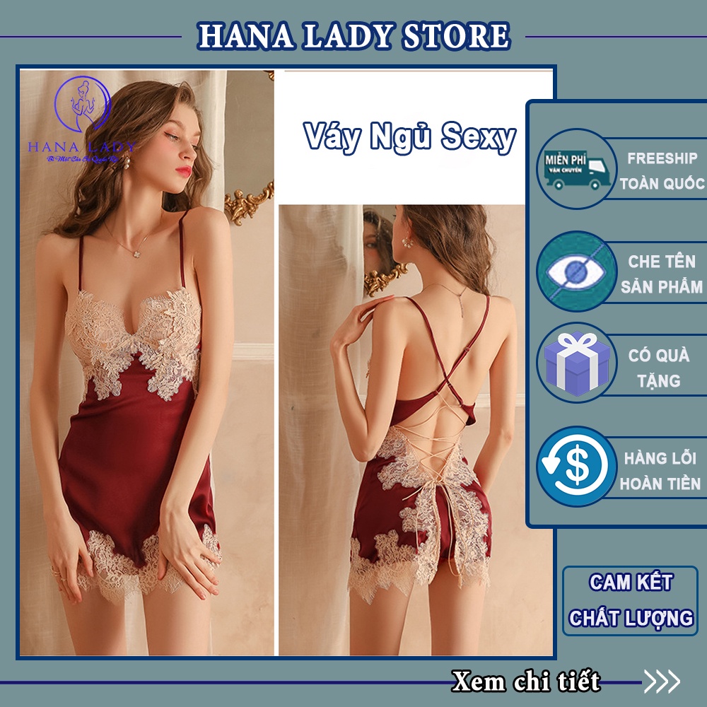 Váy ngủ sexy đầm ngủ xẻ hông đang dây quyến rũ phối ren cao cấp V510