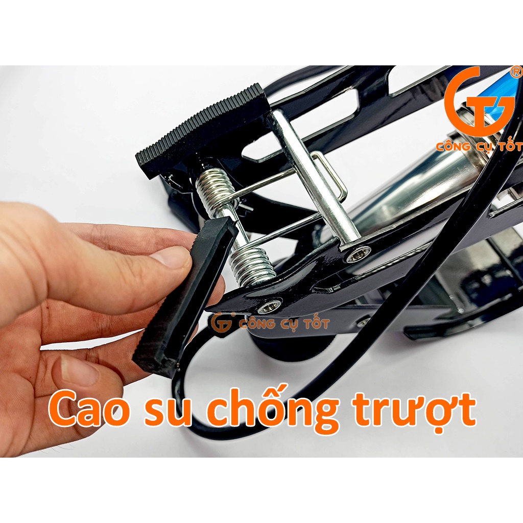 Bơm xe đạp chân 1 ống pitong 160cc áp 160psi 11.4 cân hơi KAPUSI K-3037