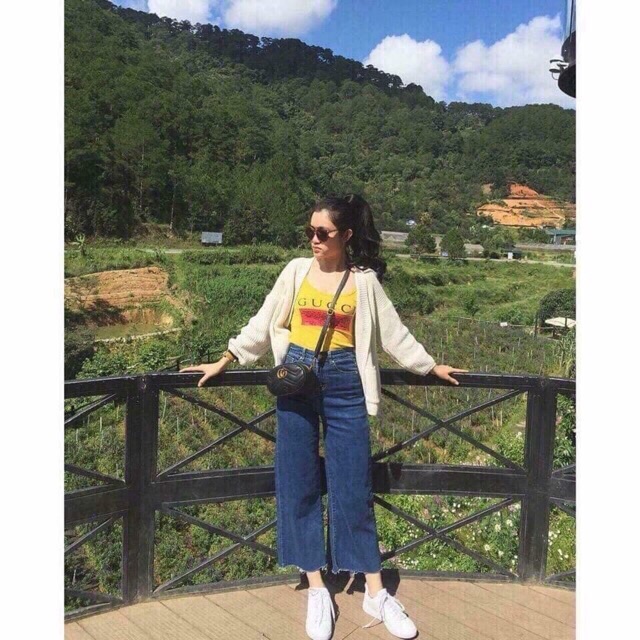 Quần culottes jean dài ( kèm video)