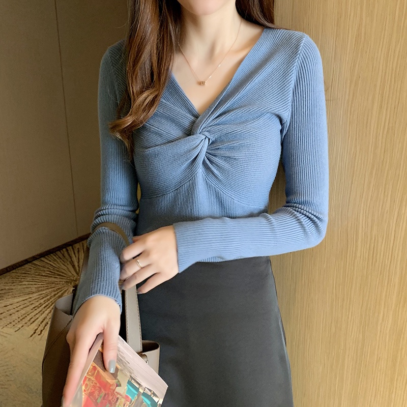Áo Len Tay Dài Dáng Ôm Thời Trang Mùa Thu Phong Cách Mới Cho Nữ