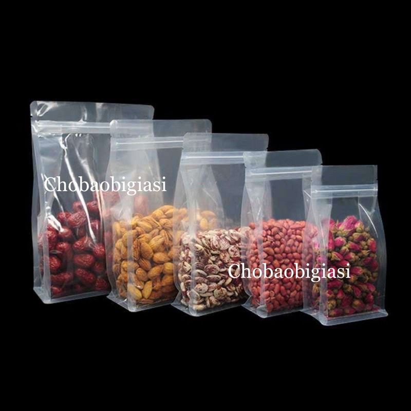 Túi zip 8 cạnh giấy trắng/ giấy vàng có cán màng, túi zip 8 cạnh trong đựng hạt, đậu, bột..