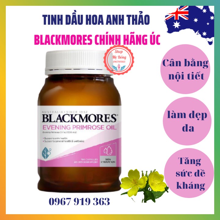 [HÀNG CHÍNH HÃNG ÚC] Tinh dầu hoa anh thảo Blackmores 190 viên của ÚC - Điều hòa nội tiết, tăng thụ thai, đẹp da