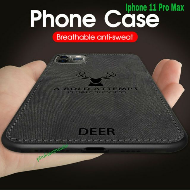 Ốp lưng Iphone 11 Pro Max / Iphone 11 FREESHIP Từ 50k chống sốc vải đầu hươu