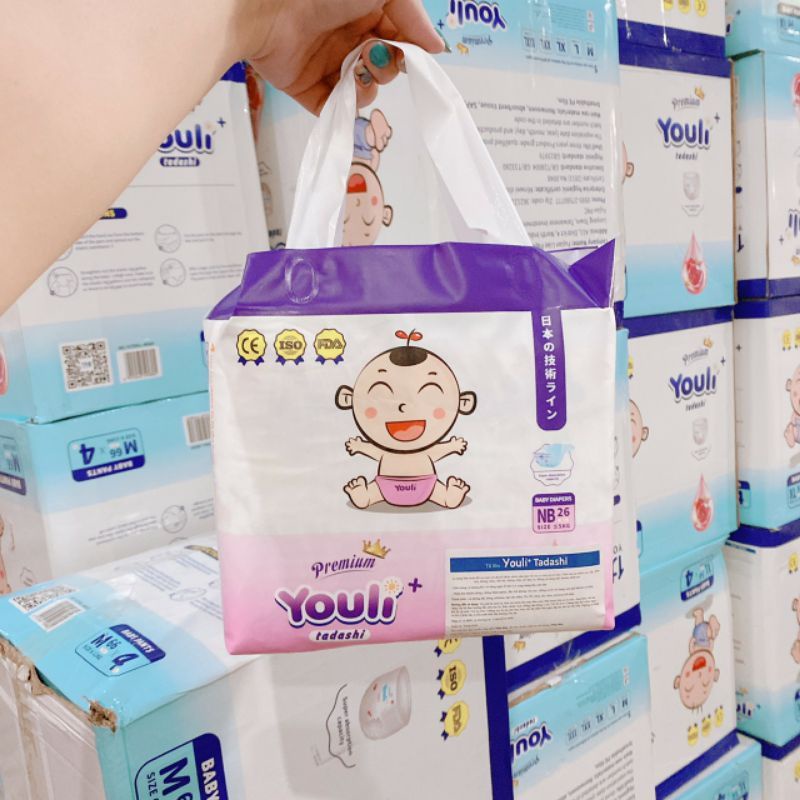 Tã/Bỉm Youli Premium Tí Quậy dán/quần NB26/S72/M66/L60/XL54/XXL50/