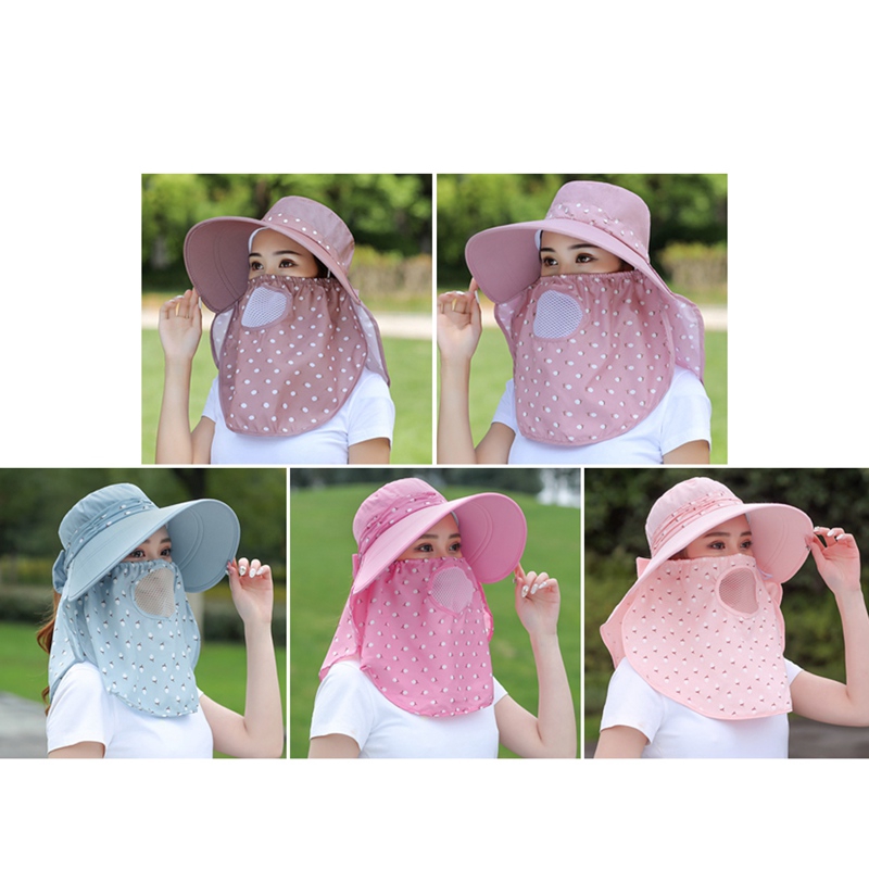 Mũ Cotton Chống Nắng Kèm Khẩu Trang Che Cổ Bảo Vệ Chống Tia Uv Dành Cho Nam Và Nữ 50 +