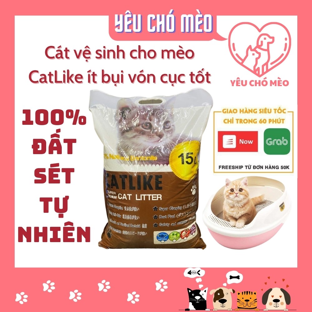 Cát mèo ✅NOW SHIP HN CATLIKE 8 Lít - Cát vệ sinh cho mèo vón cục - hút ẩm - khử mùi tốt