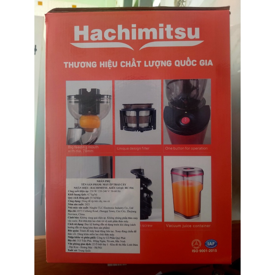 Máy ép chậm ép nguyên quả HACHIMITSU 250w
