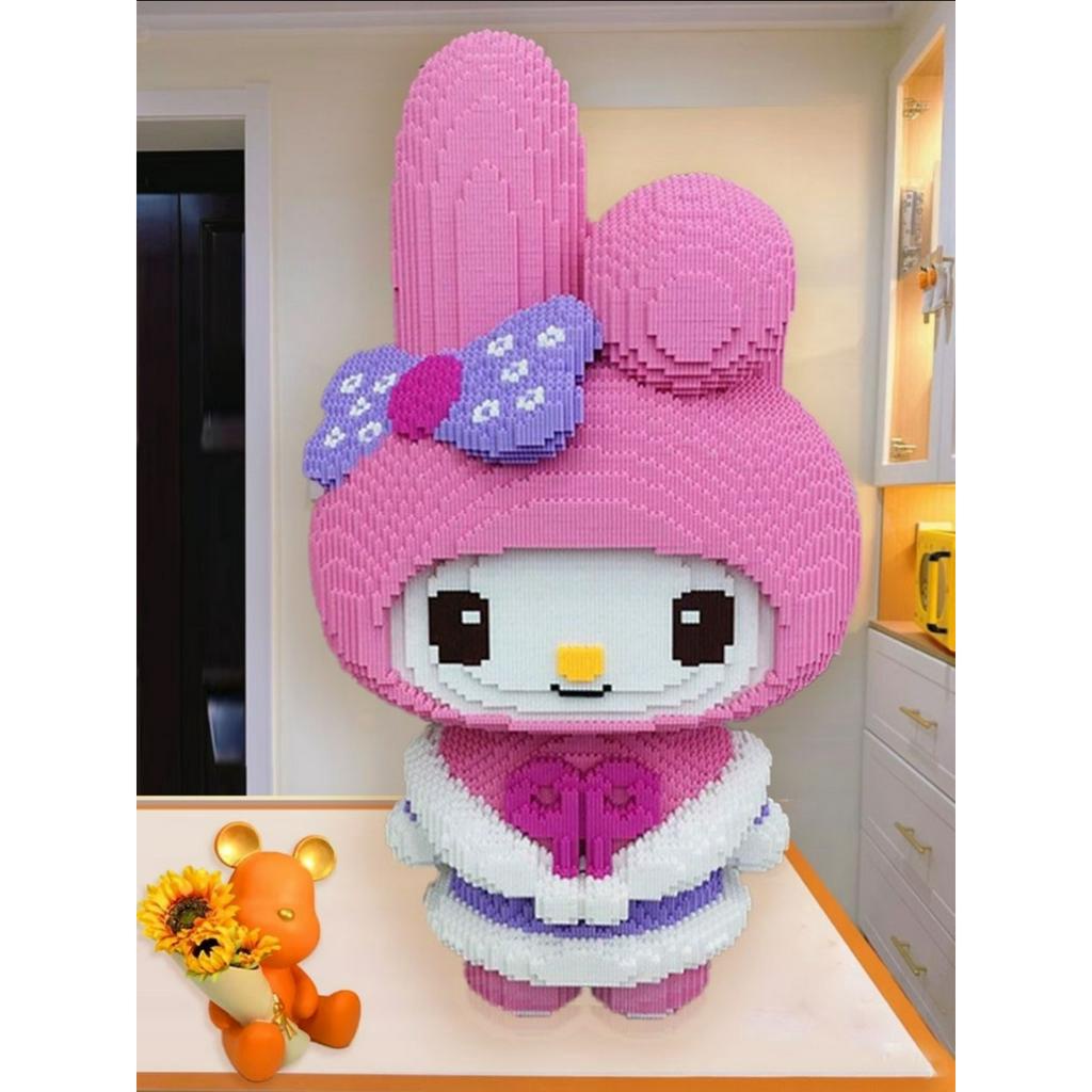 Mô hình lắp ráp thỏ Melody và Kuromi cỡ lớn 86cm (Tặng kèm búa và đèn Led)