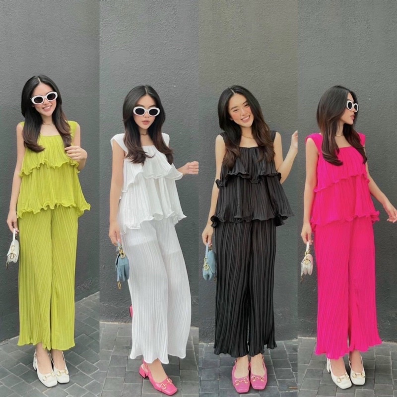 Đồ bộ nữ quần ống suông rộng (Phom 40kg- 60kg ) vải lụa dập ly xốp, mịn, mát, ít nhăn_ SEN BOUTIQUE