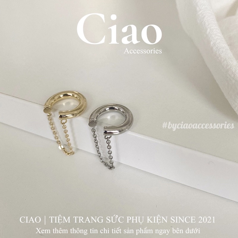 [HOẢ TỐC 1H] Khuyên vành tai/ Kẹp vành tai mạ bạc hoạ tiết dây mã 14 trendy Ciao accessories