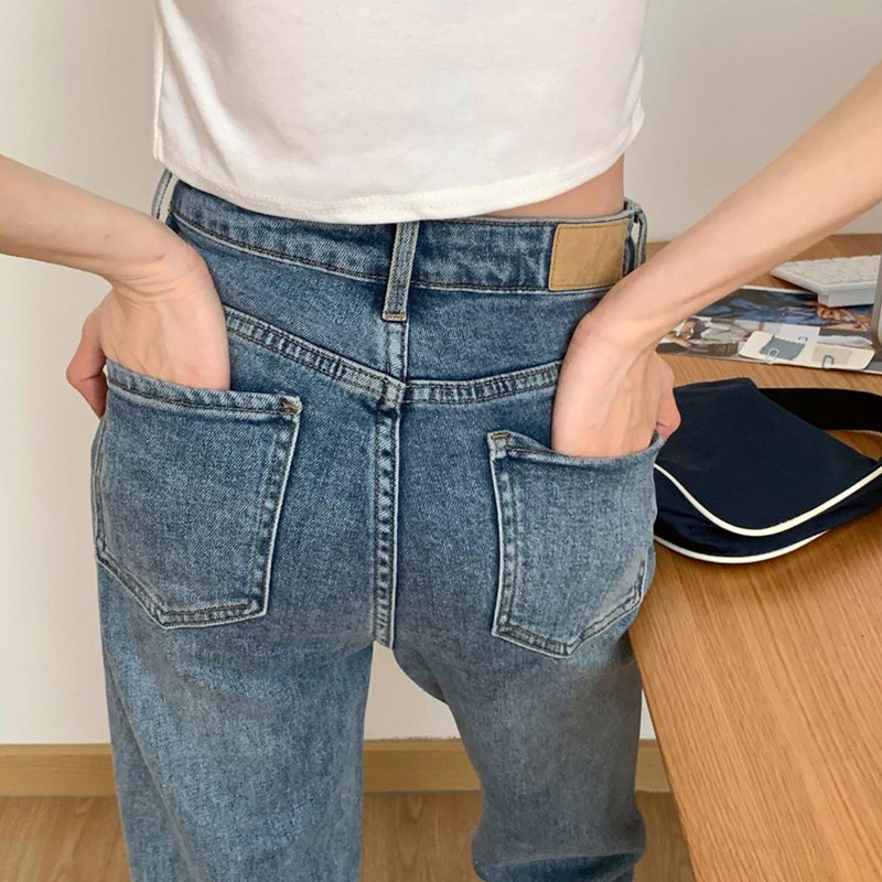 CHẤT ĐẸP - Quần Jean Cạp Cao Hack Dáng Ống Rộng Xẻ Tà - Style 2021 - Q012 (Màu Classic Blue)