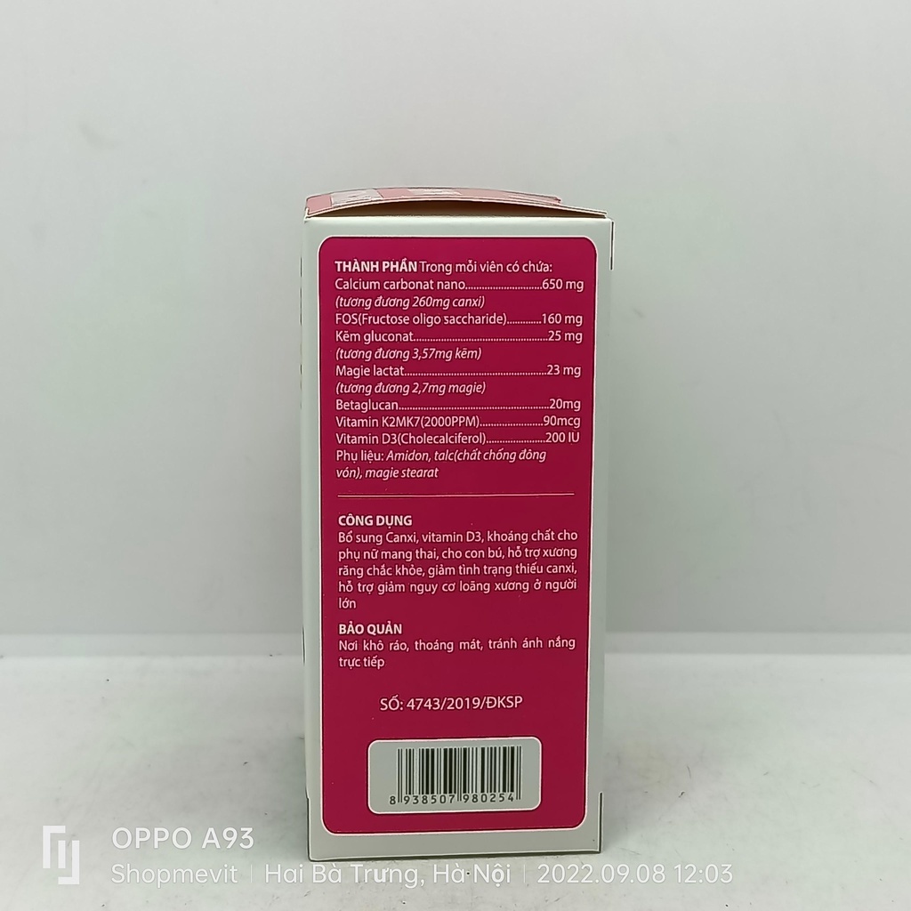 CANXINANO MAMA LỌ 30 VIÊN BỔ SUNG CALCI CHO MẸ BẦU