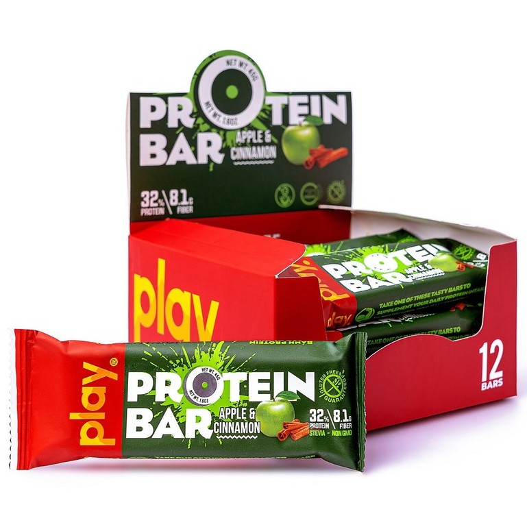 Play Protein Bar 💪FREESHIP💪Thanh Protein Vị Táo Quế -  Bánh Giảm Cân Tăng Cơ 45Gr SP6.2