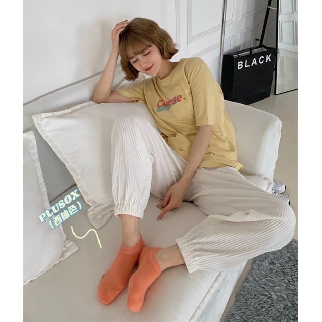 Plusox Vớ Thuyền Mỏng Thoáng Khí In Chữ Phong Cách Hàn Quốc Thời Trang Mùa Hè Cho Nữ