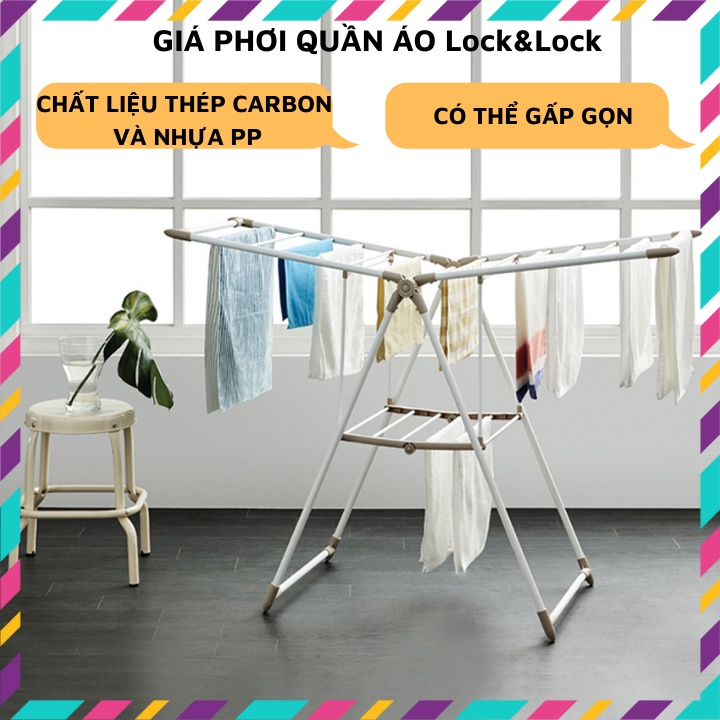 Giá phơi quần ao Lock&amp;Lock ETM520F00202 STS 2 tầng, gấp gọn