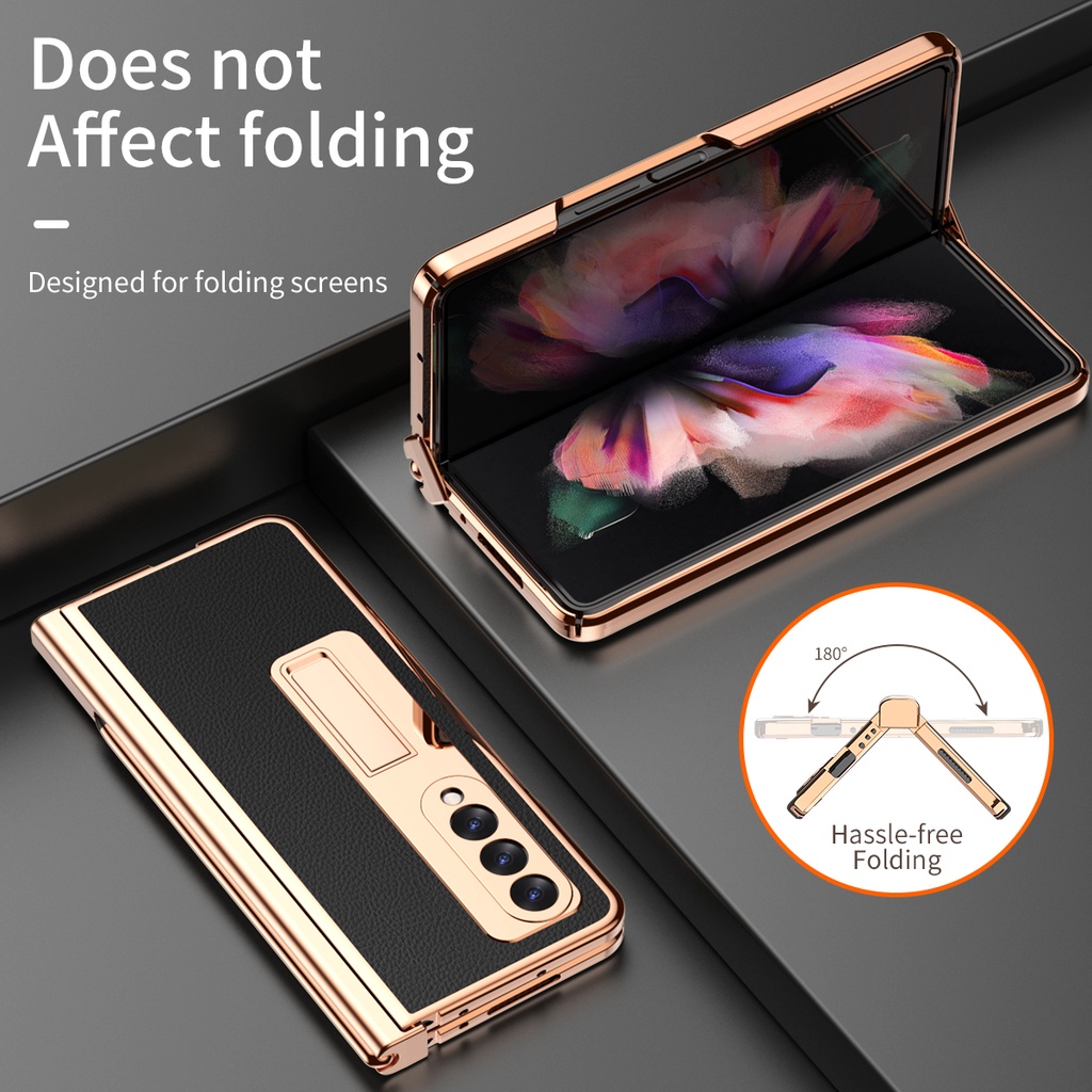 Ốp Điện Thoại Mặt Kính Kèm 2 Tấm Bảo Vệ Bút Cảm Ứng Cho Samsung Galaxy Z Fold 4 3 5G
