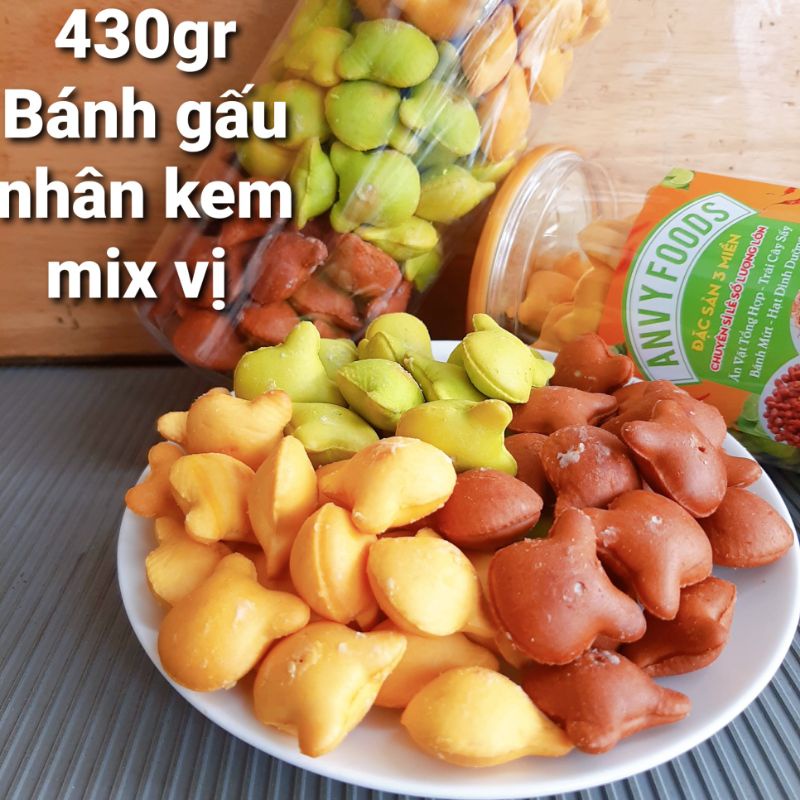 Bánh gấu nhân kem mix vị 430gr