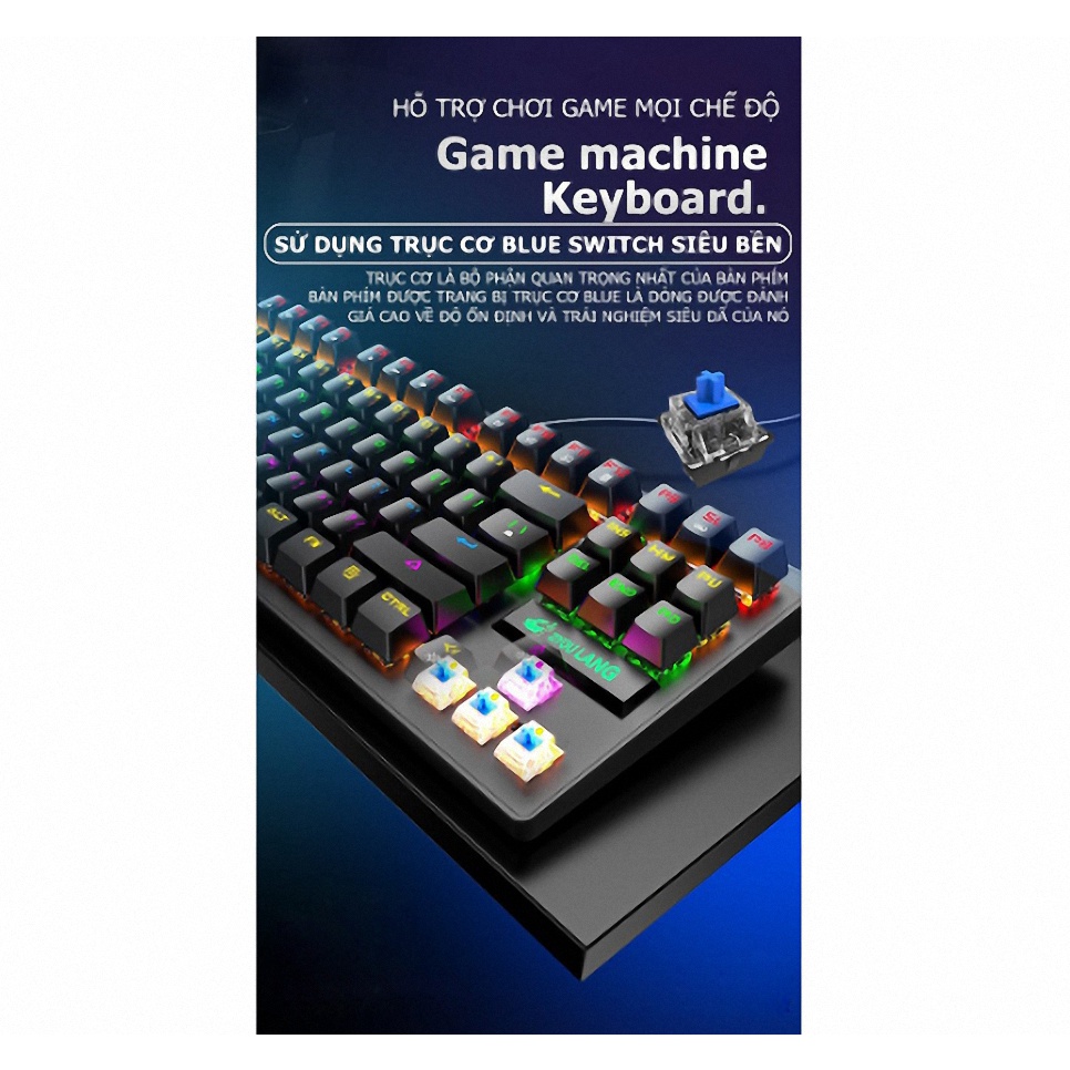 Bàn Phím Cơ Blue Switch Chuyên Game RGB K2 Pro & KA800 87 Phím