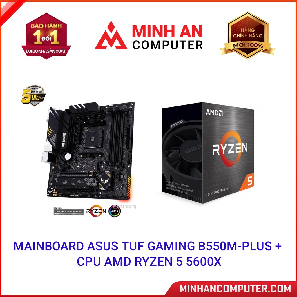 Combo Mainboard ASUS TUF GAMING B550MPLUS + CPU AMD Ryzen 5 5600X