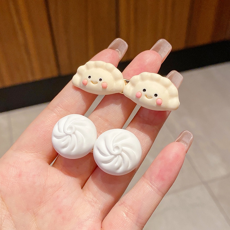 Kẹp tóc thiết kế kiểu bánh bao hoạt hình vui nhộn phong cách Hàn Quốc đáng yêu