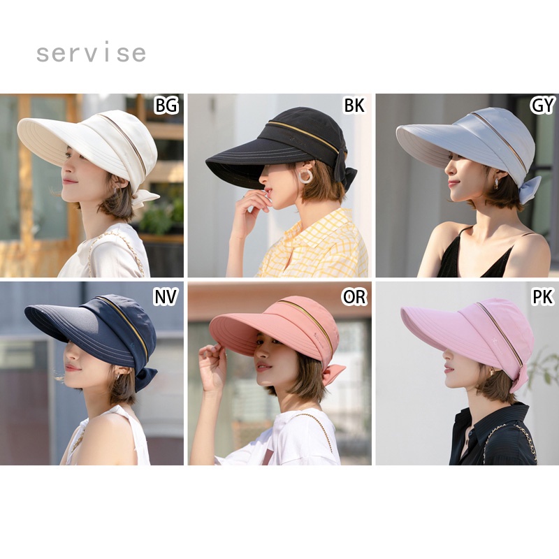 Mũ Lưỡi Trai Hở Chóp Chống Nắng Vành Rộng Chống Tia UV Có Khóa Kéo Gấp Gọn Thời Trang Đi Biển Mùa Hè Cho Nữ