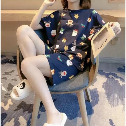 Bộ đồ ngủ pijama cọc tay mặc ở nhà thoái mái họa tiết xinh tươi