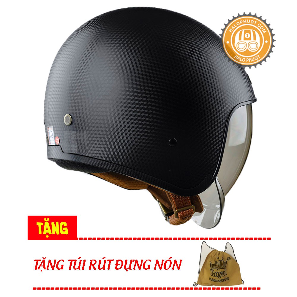 Nón bảo hiểm 3/4 kính âm Royal M139 Đen Carbon