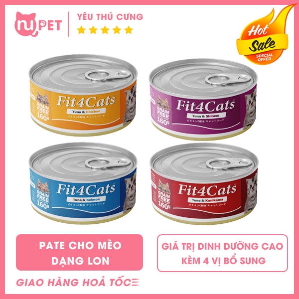 Pate lon Fit4Cats cho mèo – Cá ngừ đóng hộp 160gr