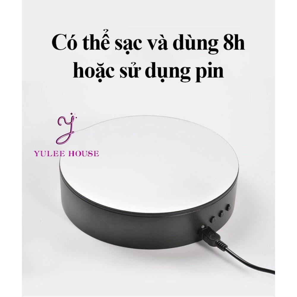 ĐẾ XOAY TỰ ĐỘNG 360 ĐỘ ĐƯỜNG KÍNH 15CM CHỊU LỰC 3KG - HỖ TRỢ CHỤP ẢNH SẢN PHẨM - SẠC USB - BH 6 THÁNG