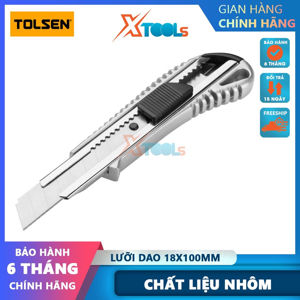 Dao rọc giấy Tolsen 30002 lưỡi thép cao cấp tay cầm nhựa ABS và TPR thiết kế vừa vặn cầm nắm dễ dàng[CHÍNH HÃNG][XTOOLS]