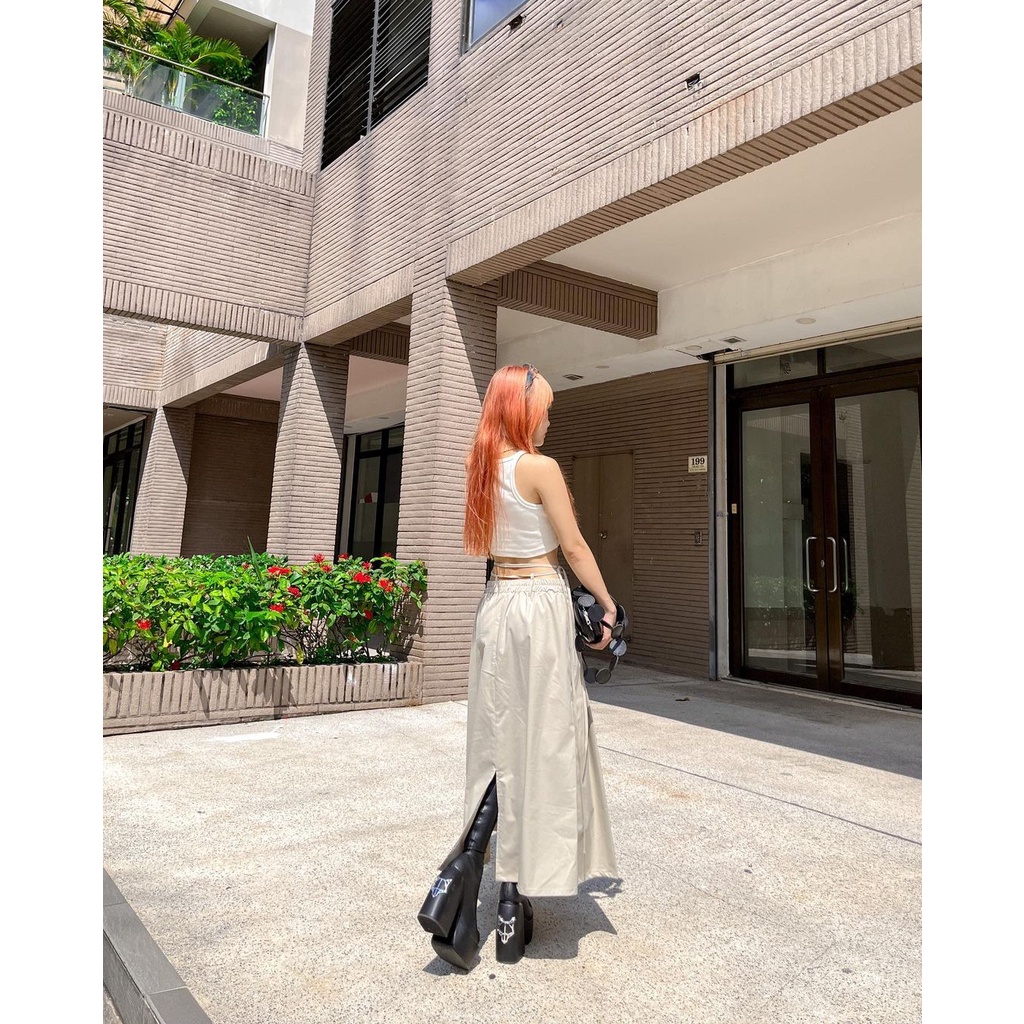 Olga Skirt - Chân váy dài có dây buộc eo Hàn - Remmus.vn