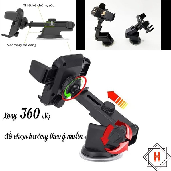 Giá đỡ điện thoại ô tô xoay 360 độ { H }