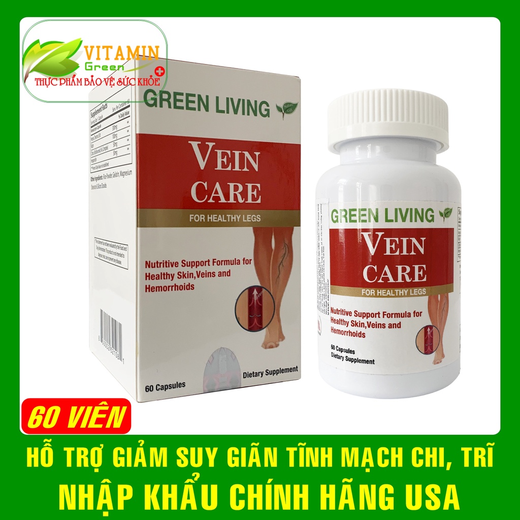 Viên uống giảm suy giãn tĩnh mạch chi và co búi trĩ GREEN LIVING VEIN CARE 60 viên | Nhập khẩu chính hãng Mỹ