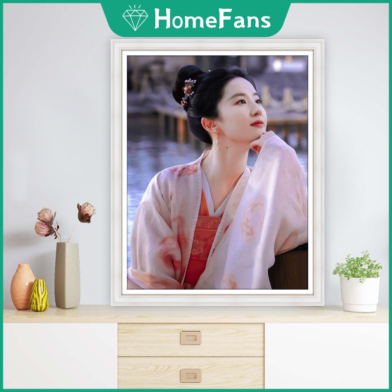 【HF】 Liu Yifei Tranh kim cương tự làm 5D Nữ diễn viên Crystal Liu Thích hợp cho trang trí nội thất Tường nghệ thuật 40x50cm